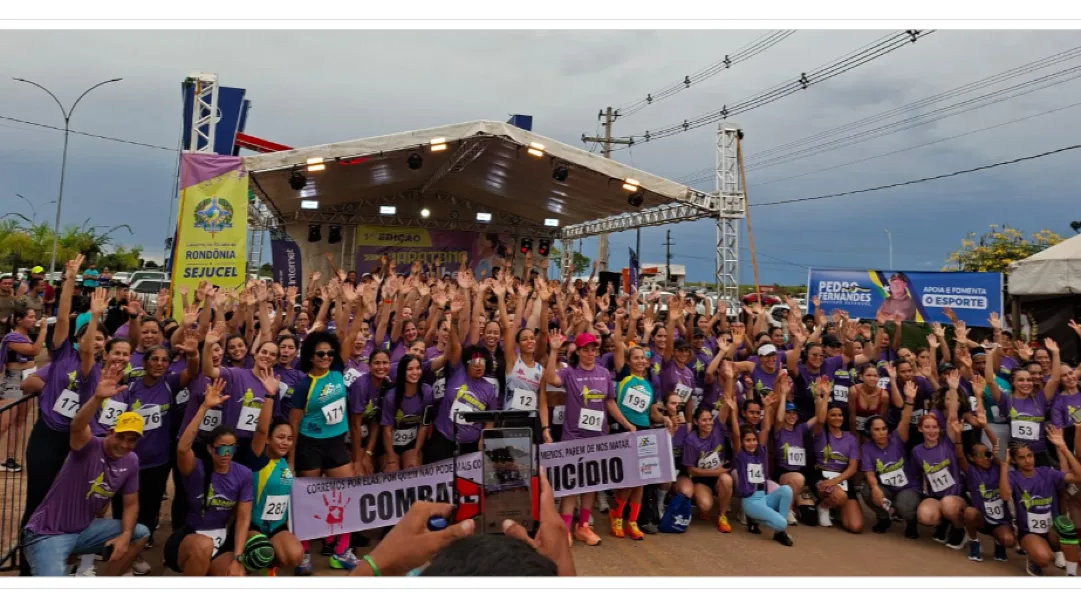 Esporte e Consciência: Atletas de Buritis levam mensagem de combate ao feminicídio em corrida no município de Cujubim