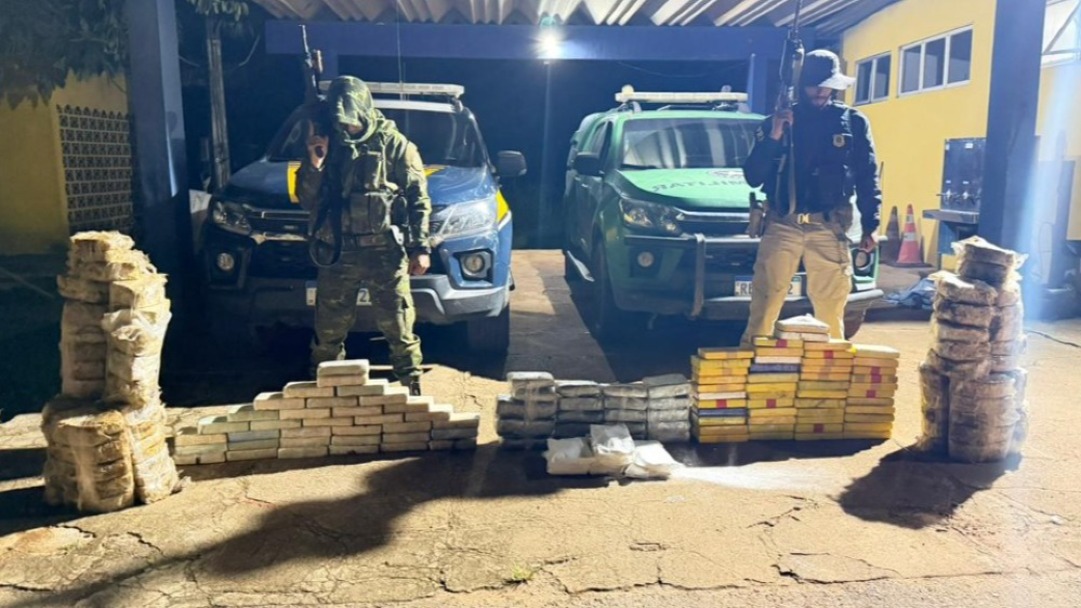 Operação conjunta entre BPFRON e PRF apreende quase 200 kg de drogas e prende sete pessoas na BR-364