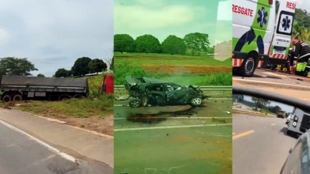 Professor aposentado morre após grave colisão entre carro e carreta na BR-364