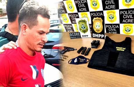 Pistoleiro do CV é preso com arma, dinheiro e colete a prova de balas em Rio Branco